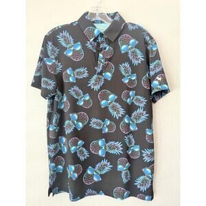 Birdie Bound Polo Shirt Mens Small‎ Pineapple Print Tropical Golf Performance